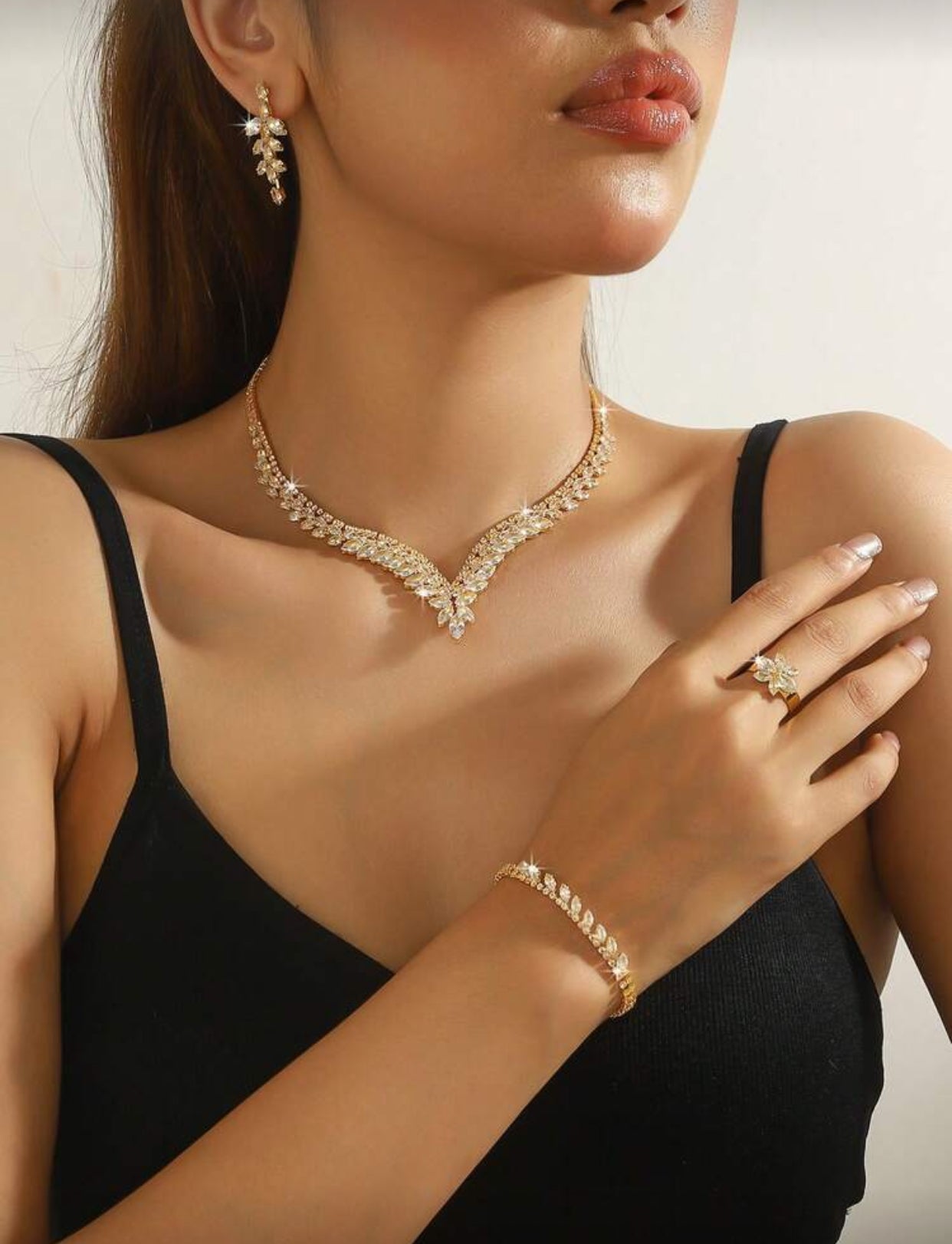 Luxury Geometric Rhinestone Jewelry Set