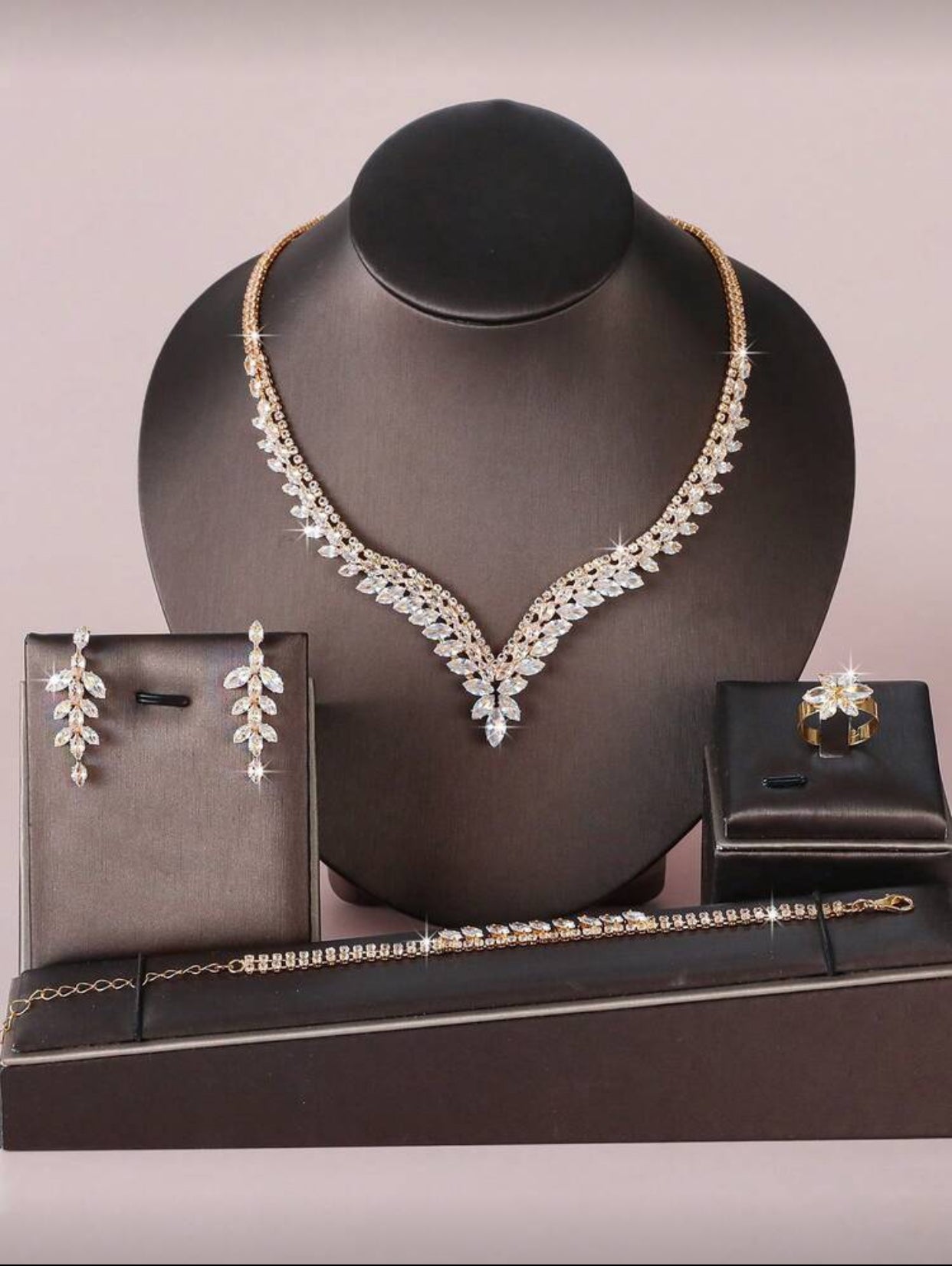 Luxury Geometric Rhinestone Jewelry Set