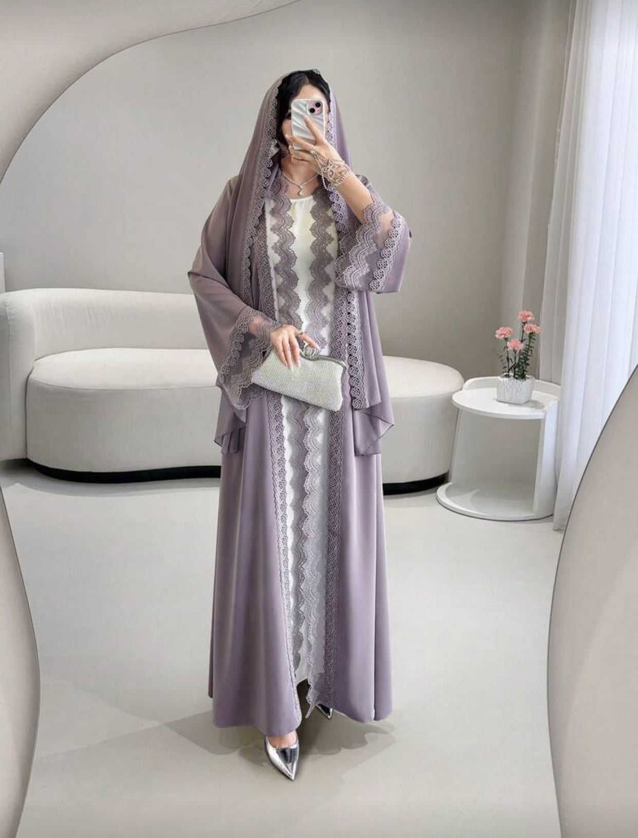 عەبایا مۆر یا دانتیل دگەل شالێ جوان