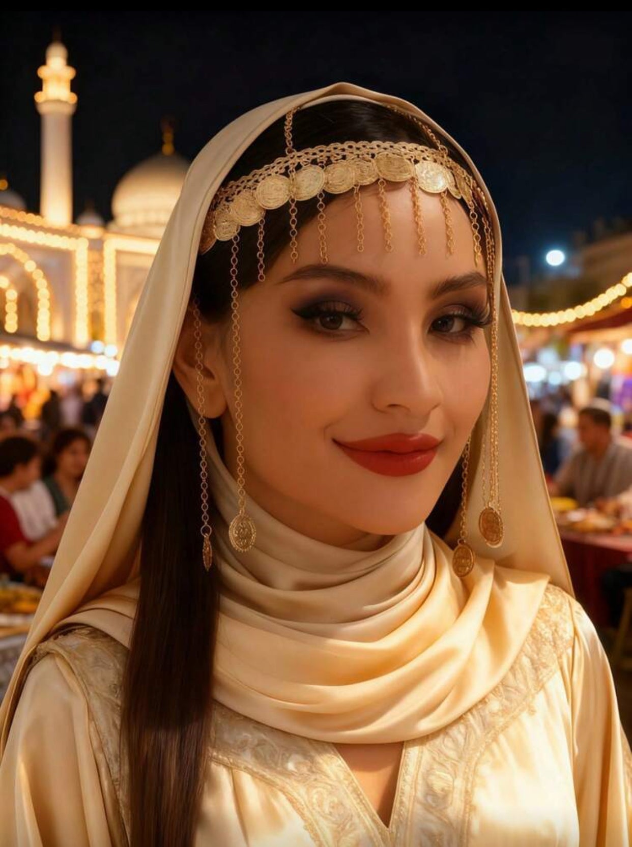 Gold Coin Tassel Head Chain Eid Jewelry