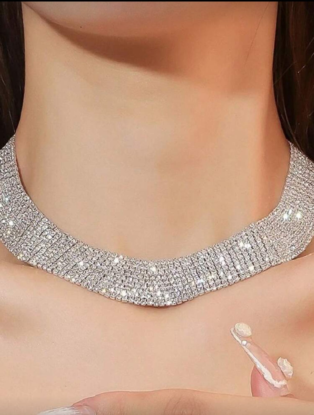 Luxury Women's Crystal Tassel Necklace Set