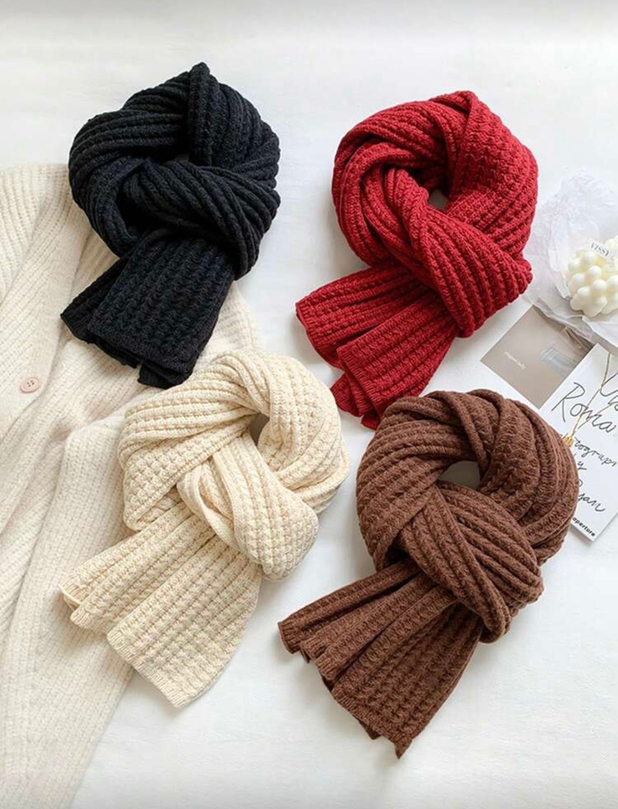 Soft Solid Color Knitted Winter Scarf