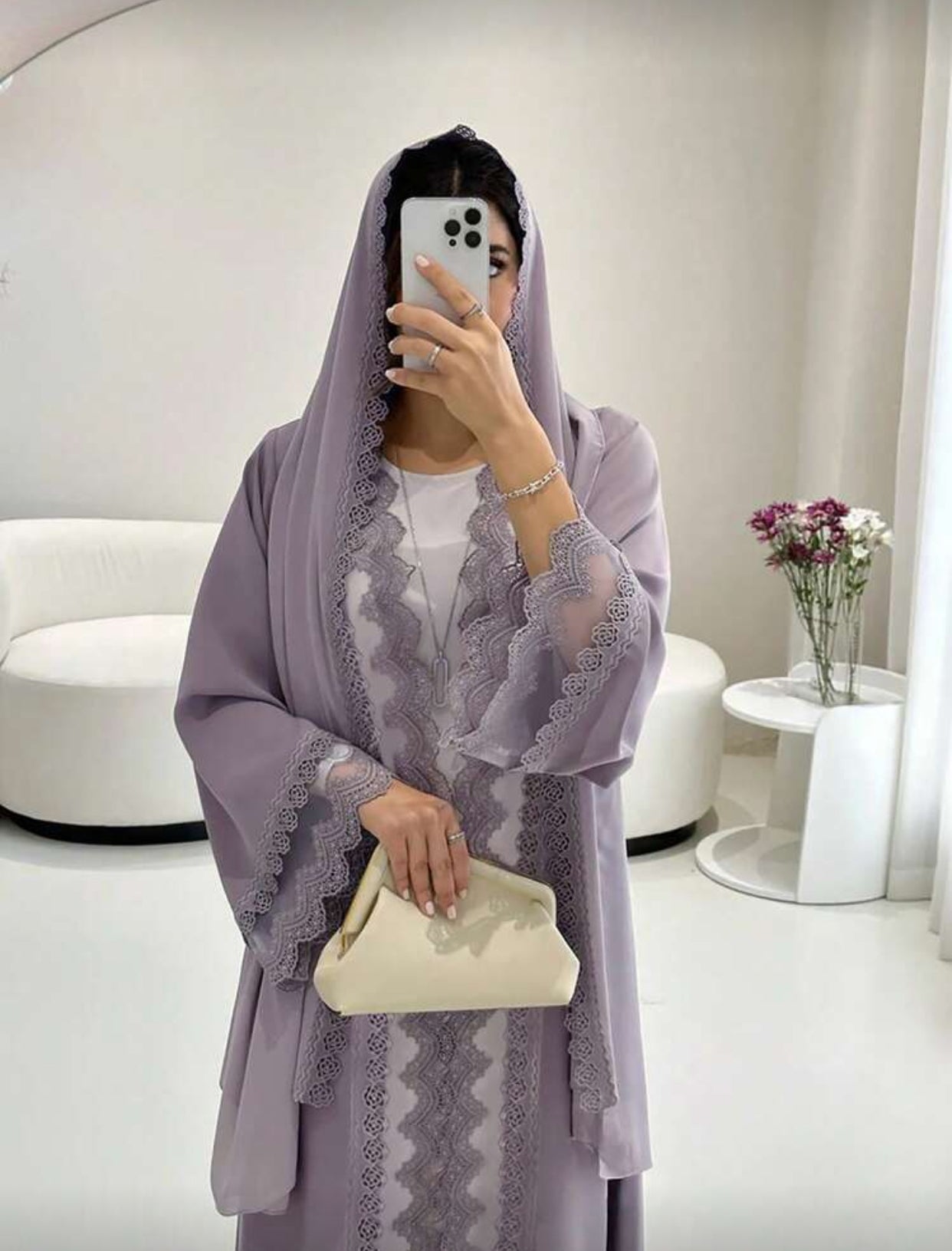 عەبایا مۆر یا دانتیل دگەل شالێ جوان