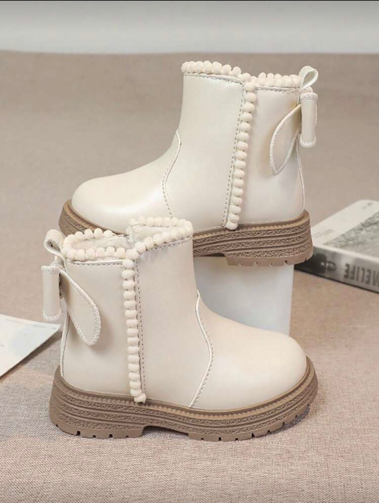 Elegant girls' bow ankle boots