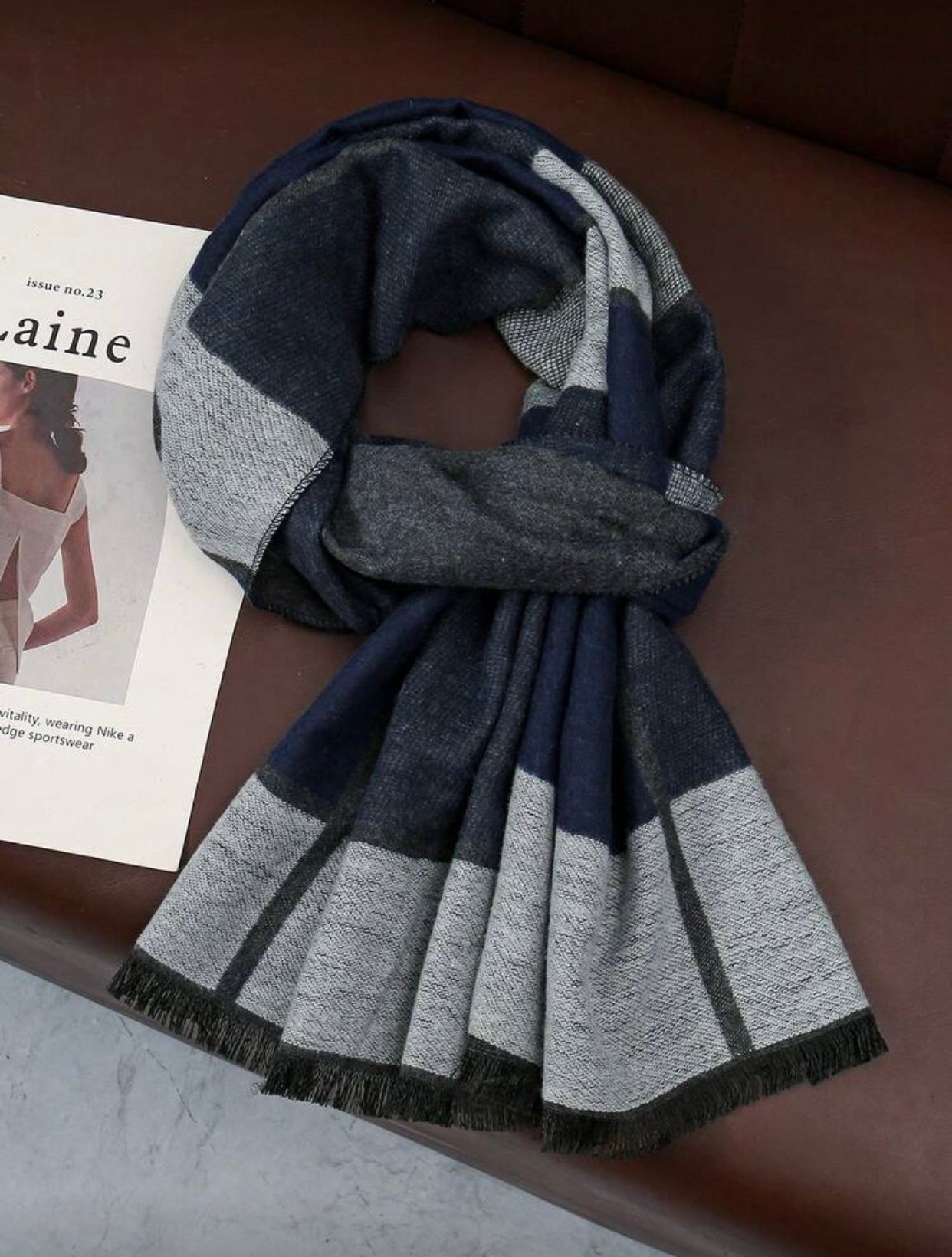 Men's Square Scarf with Contrast Print