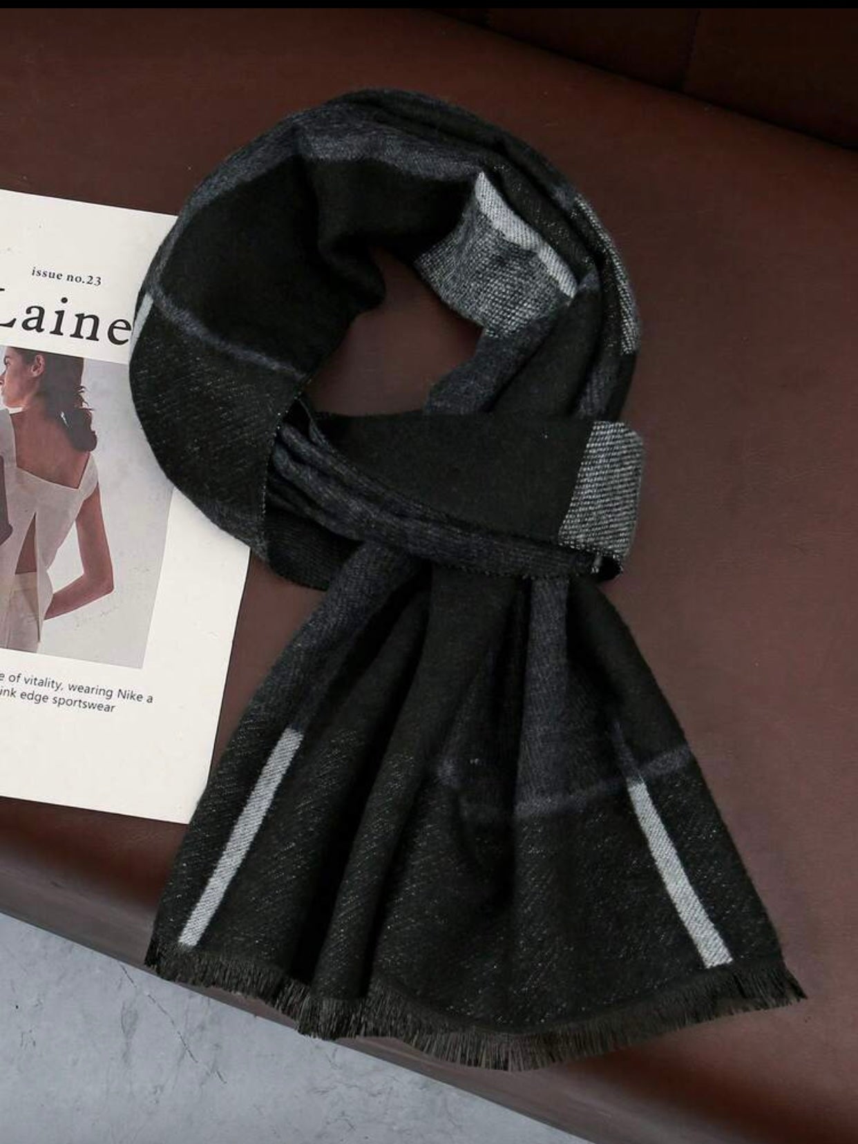 Men's Square Scarf with Contrast Print