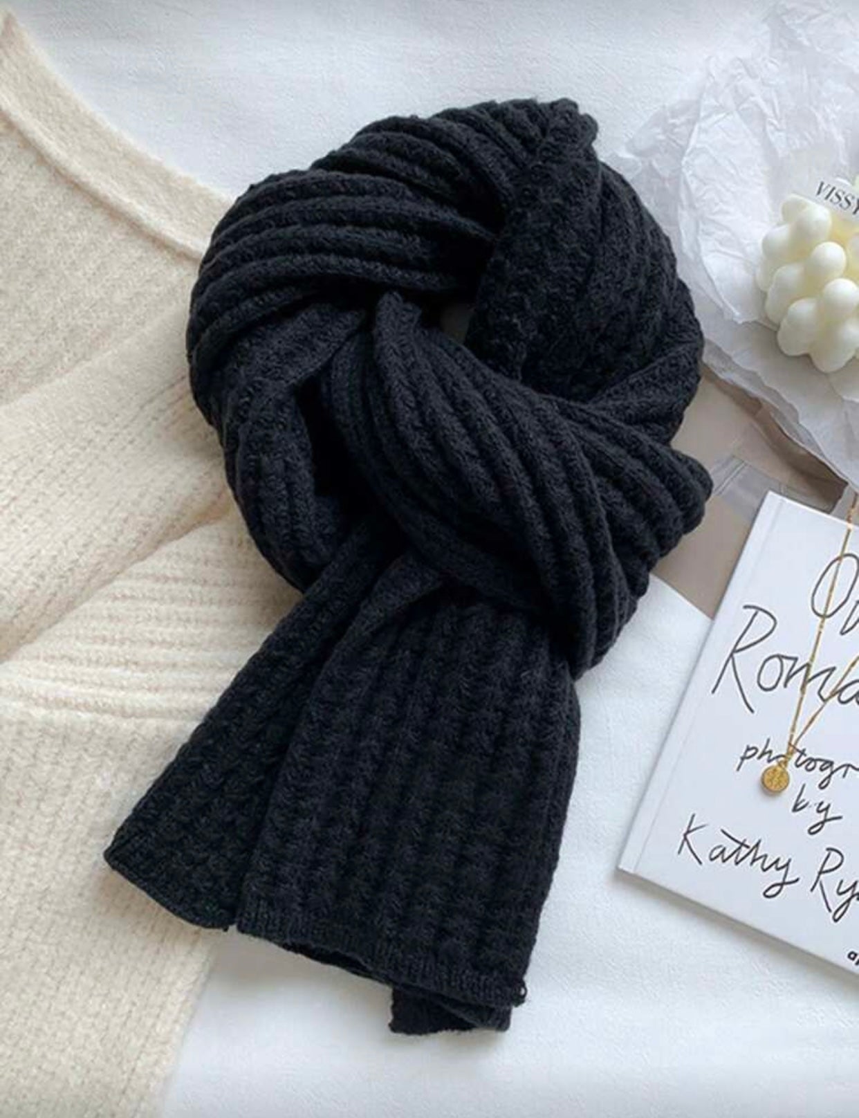 Soft Solid Color Knitted Winter Scarf