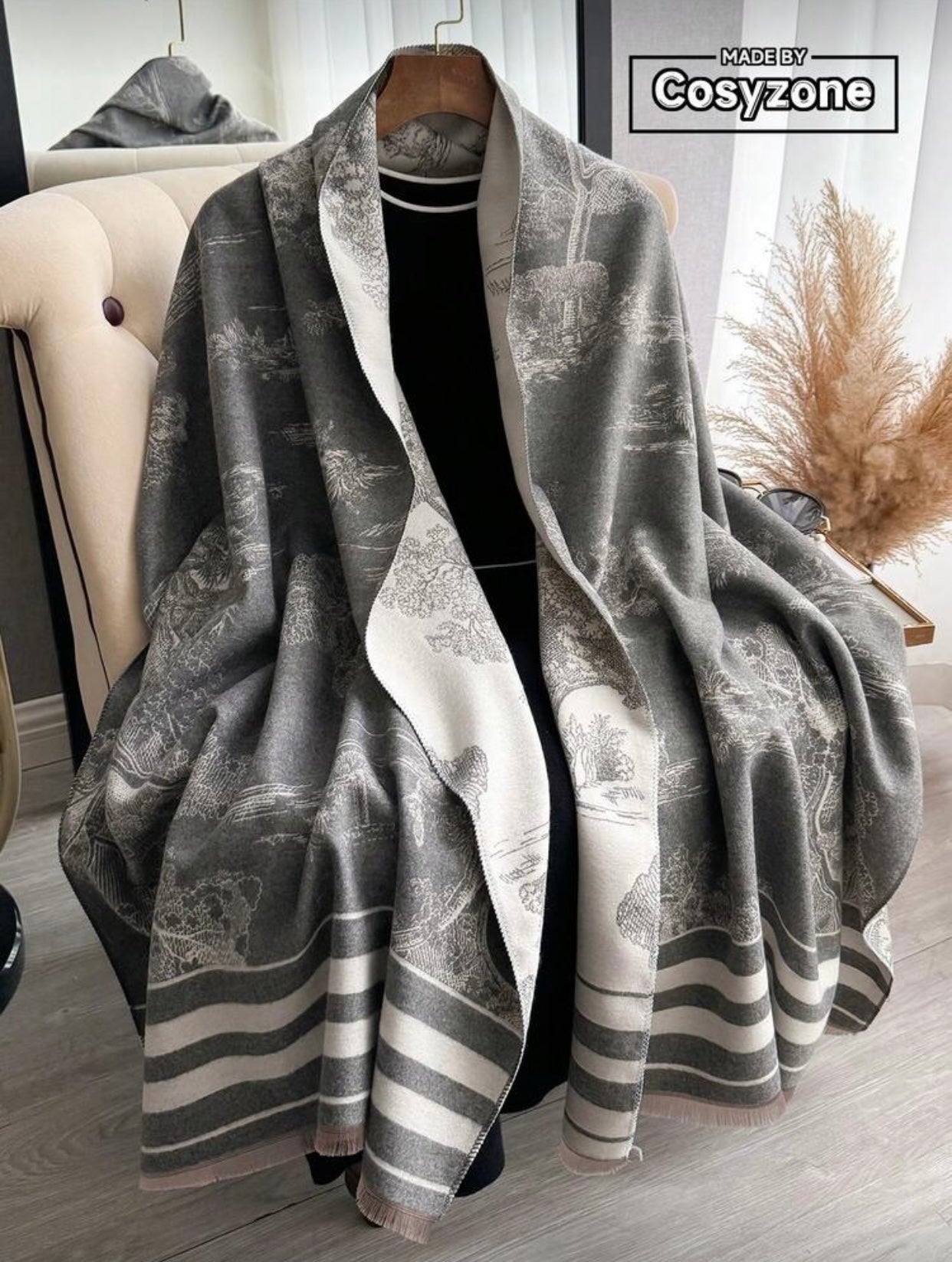 Soft Double Sided Faux Cashmere Shawl