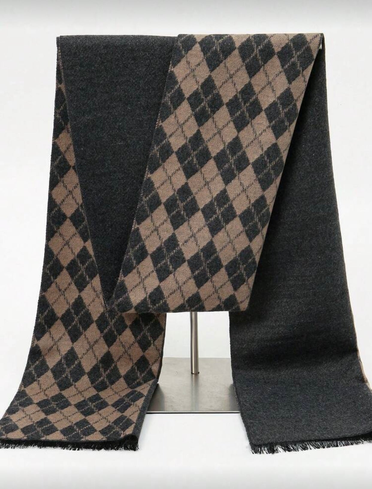 Men's Square Scarf with Contrast Print