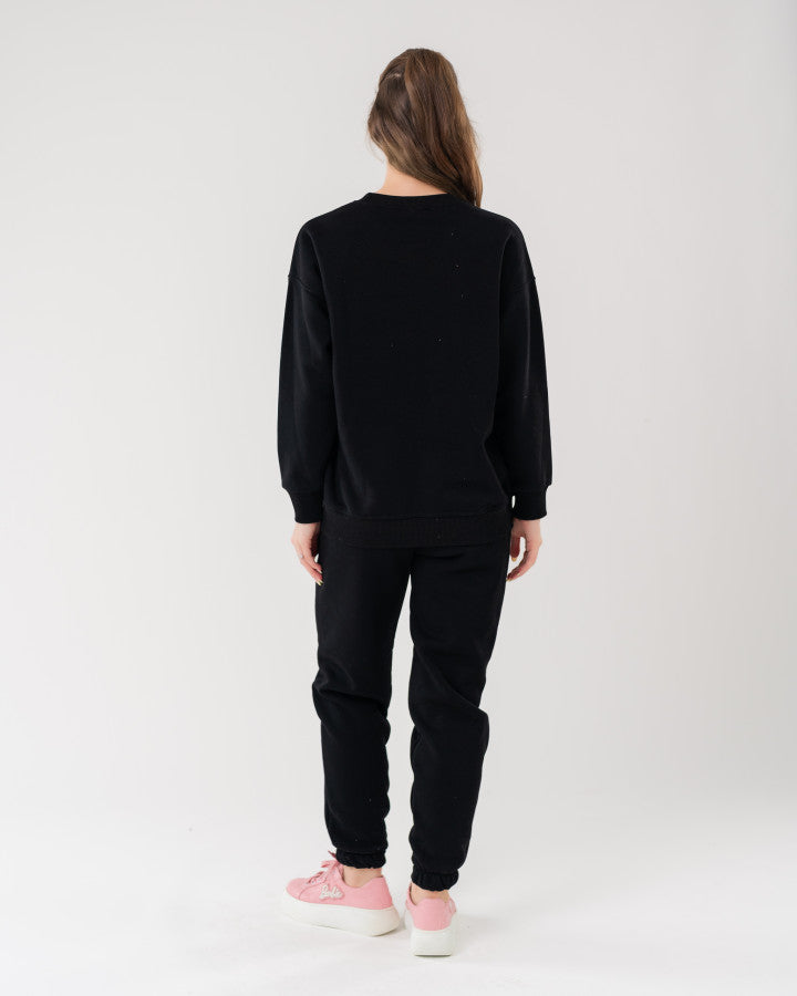 Stylish Black Casual Sports Sweatsuit Set