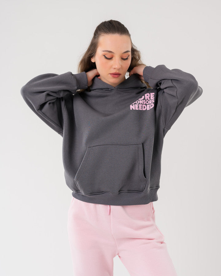 Oversized Gray Hoodie and Pink Joggers Set