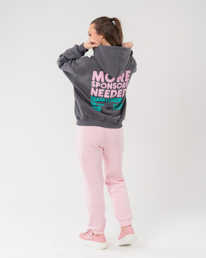 Oversized Gray Hoodie and Pink Joggers Set